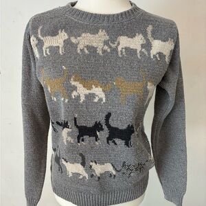Gray Cat Pattern Sweater